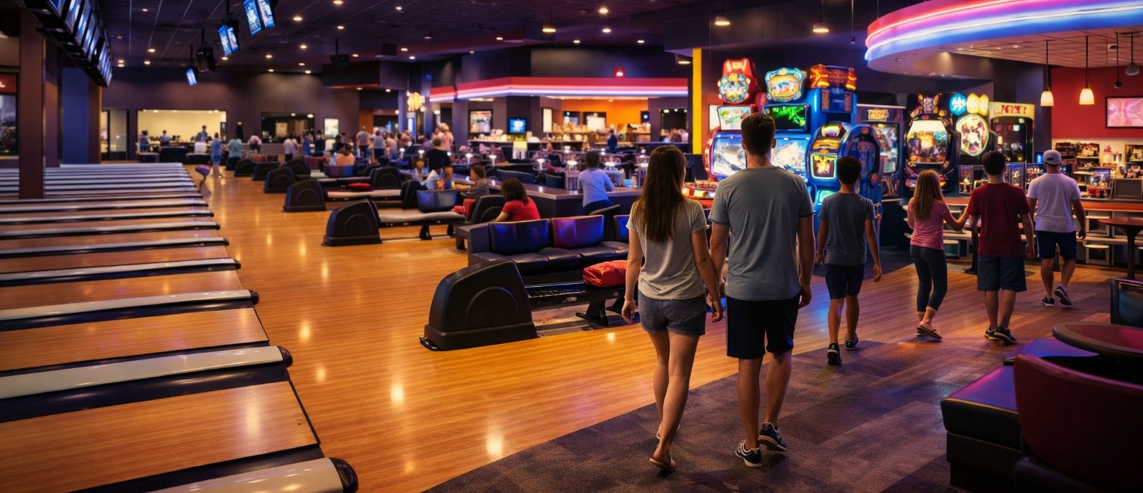 Inside Alley Arcade Cambridge New Zealand with bowling and arcade area