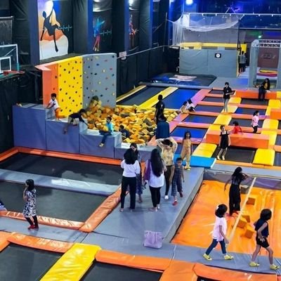 Family enjoying trampoline park in Cambridge NZ