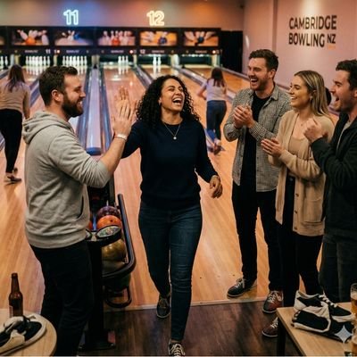 Friends enjoying bowling in Cambridge NZ