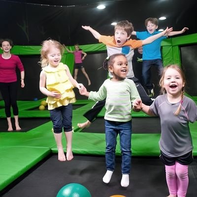 Kids jumping and playing at an indoor trampoline park in Cambridge New Zealand